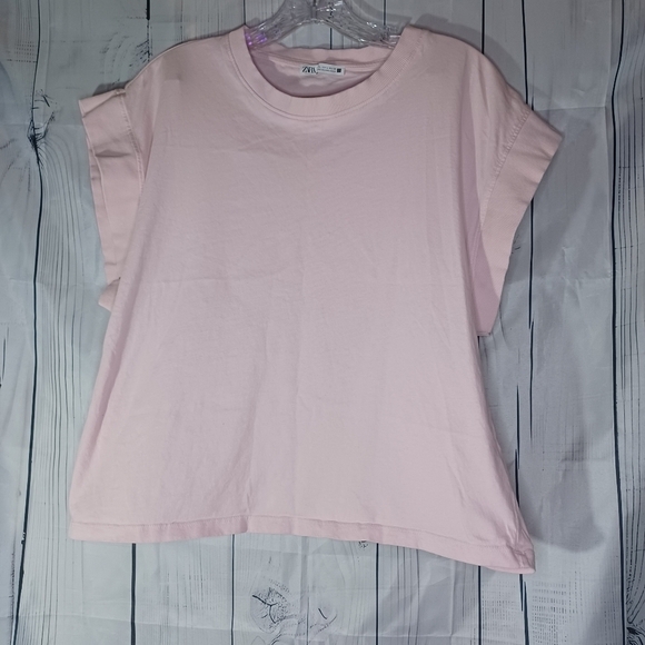 Zara Tops - Zara soft pale Pink Boxy Relaxed T-shirt with Short Sleeves